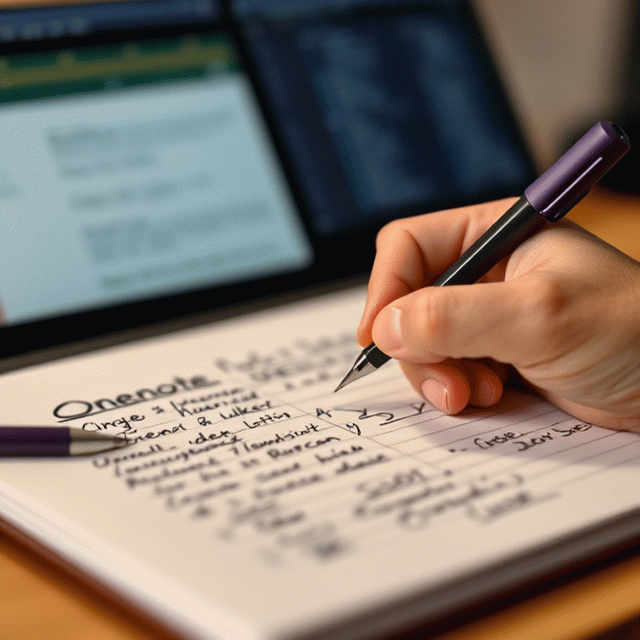 Handwritten notes on a pad – in the future, full-text searchable with OneNote and shared with colleagues.