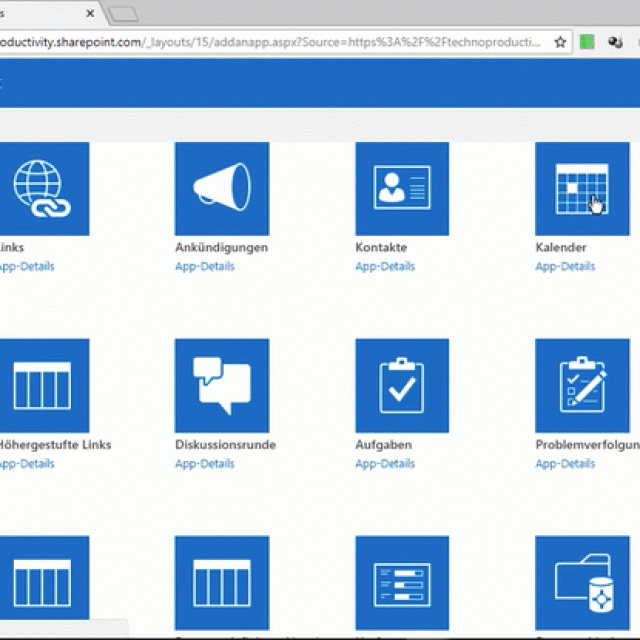 Screenshot of a SharePoint page with calendar, tasks, and document library. Ideal for SharePoint video course tutorials.